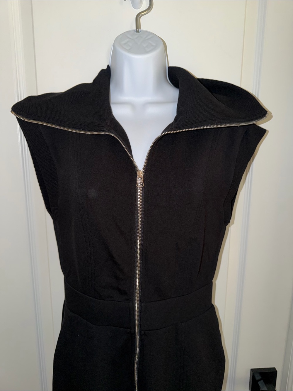 Varley DoubleSoft Black Zip Front Romper Small Sleeveless Collared Athleisure - Picture 3 of 9